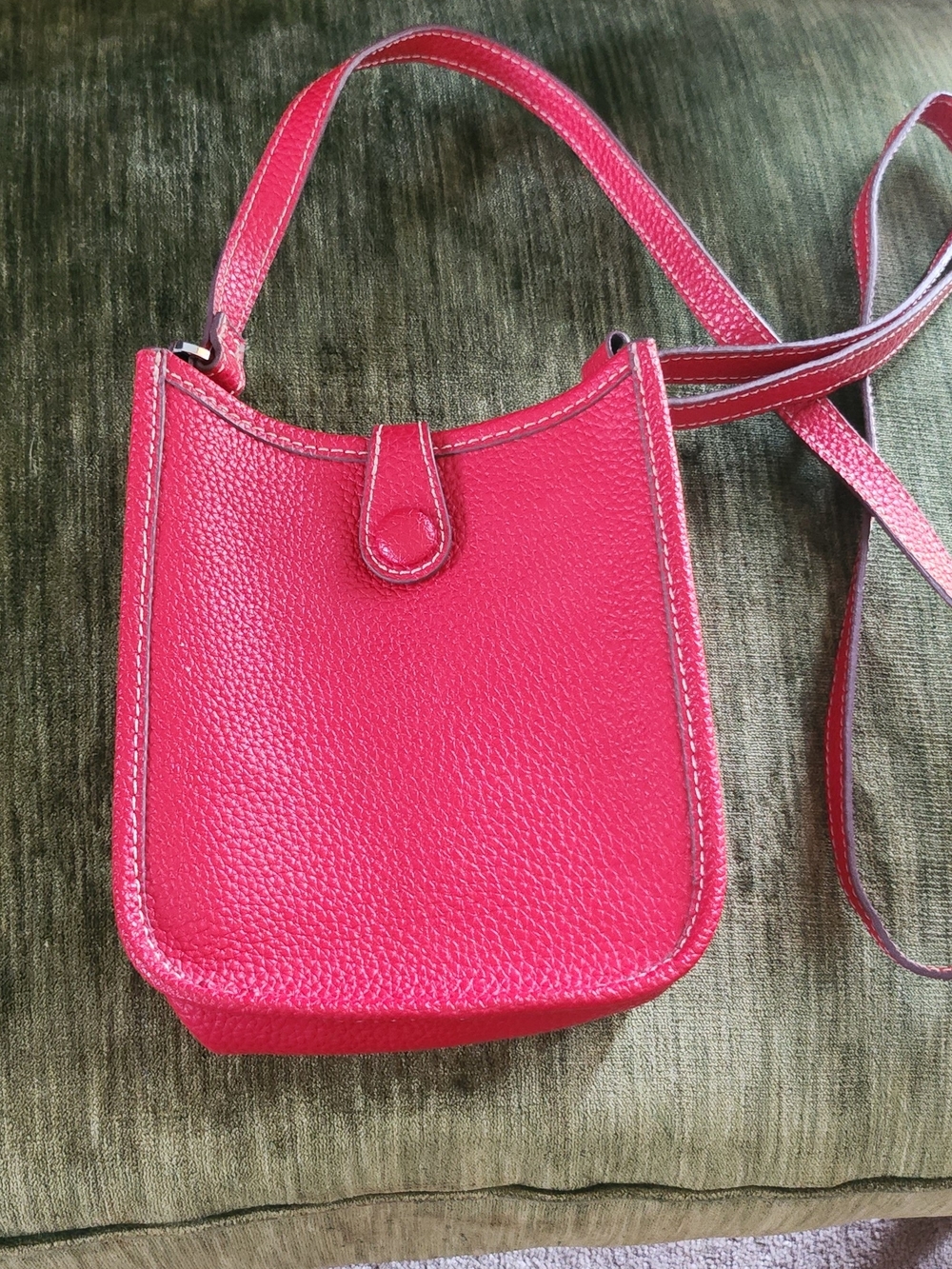 Red Leather Crossbody Bag - Unbranded